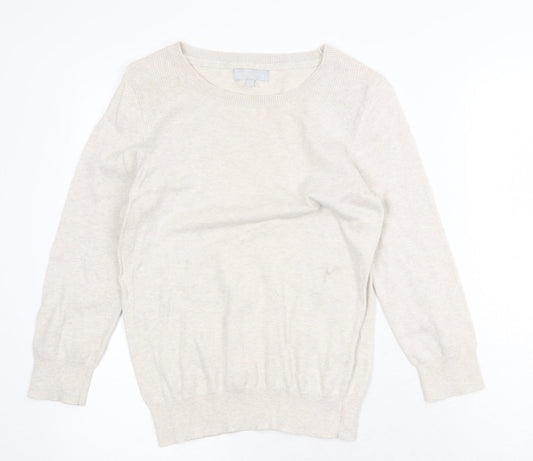 Red Herring Womens Beige Round Neck 100% Cotton Pullover Jumper Size 12