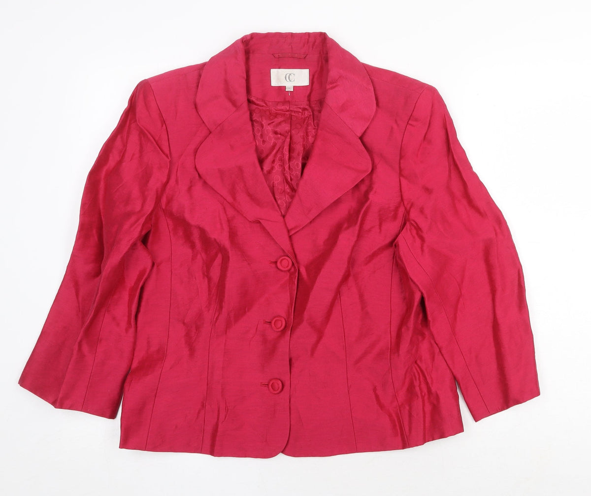 Country Casuals Womens Red Jacket Blazer Size 14 Button