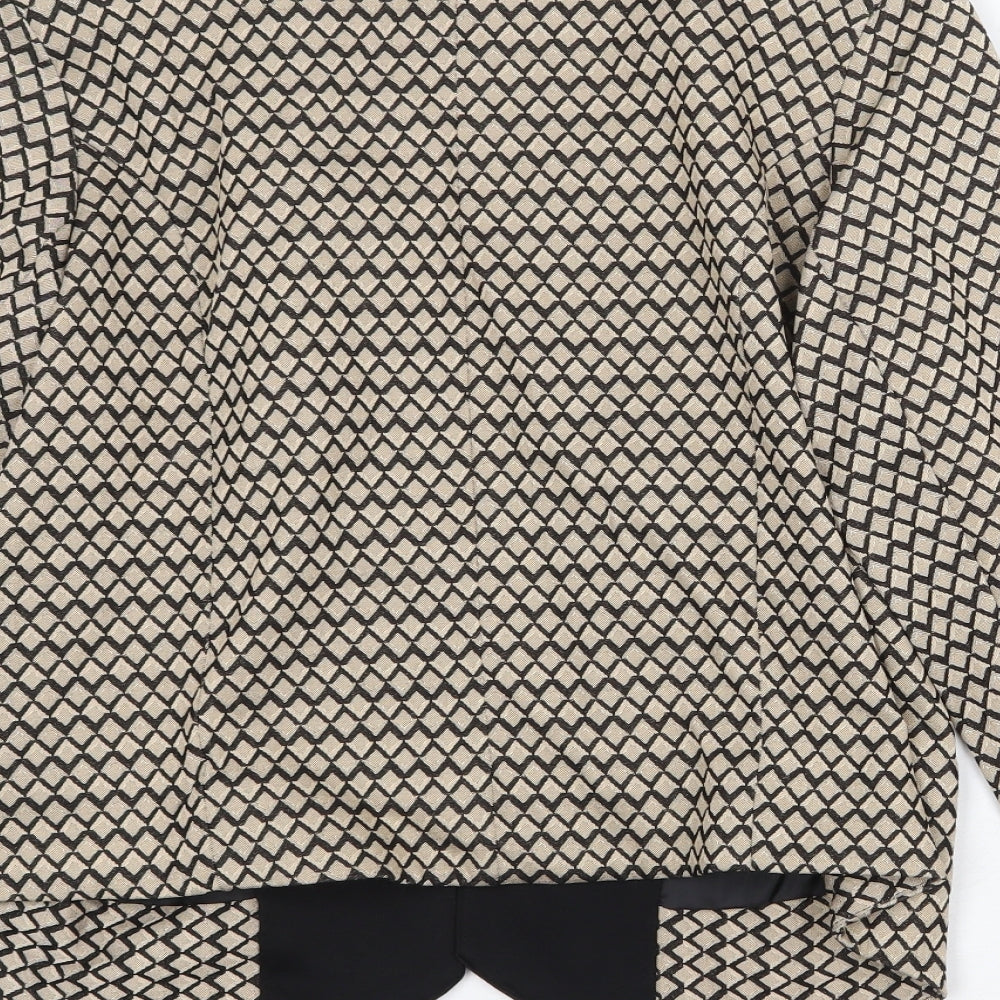 Klass Womens Beige Geometric Jacket Blazer Size 12