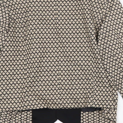 Klass Womens Beige Geometric Jacket Blazer Size 12