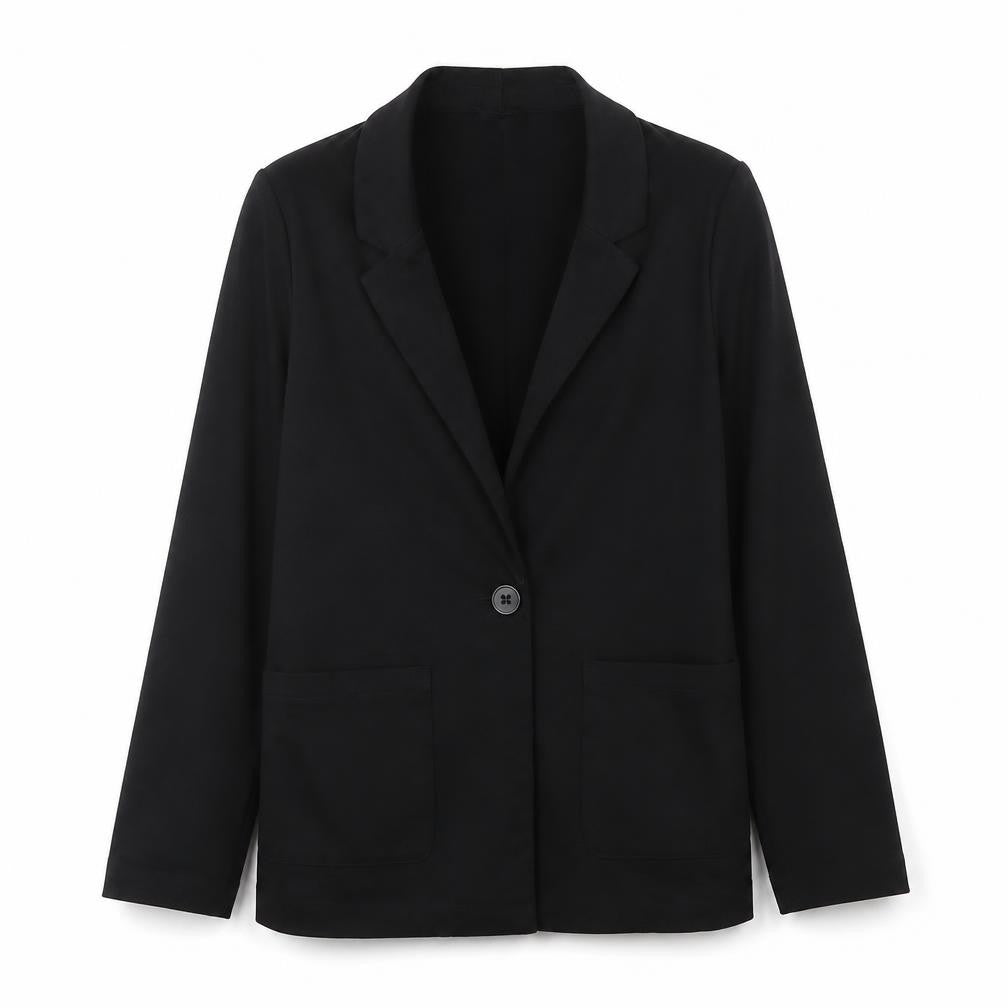 H&M Womens Black Polyester Jacket Blazer Size 12 Button