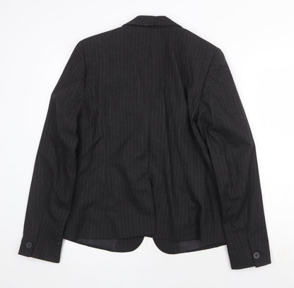 Next Womens Grey Striped Polyester Jacket Blazer Size 14 Button