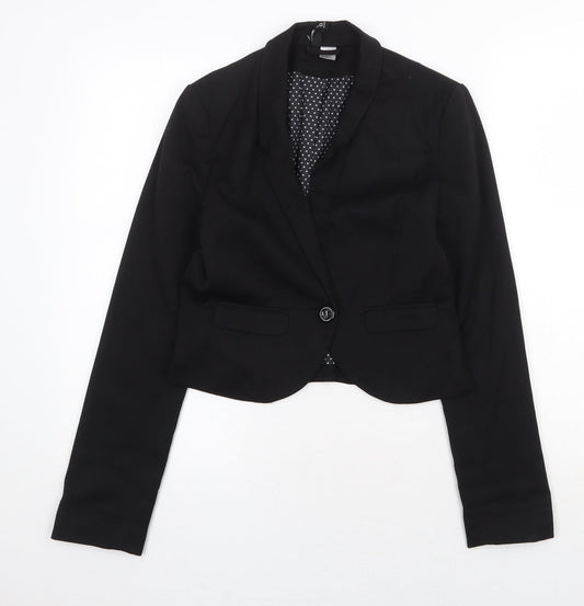 H&M Womens Black Polka Dot Jacket Size 8 Button