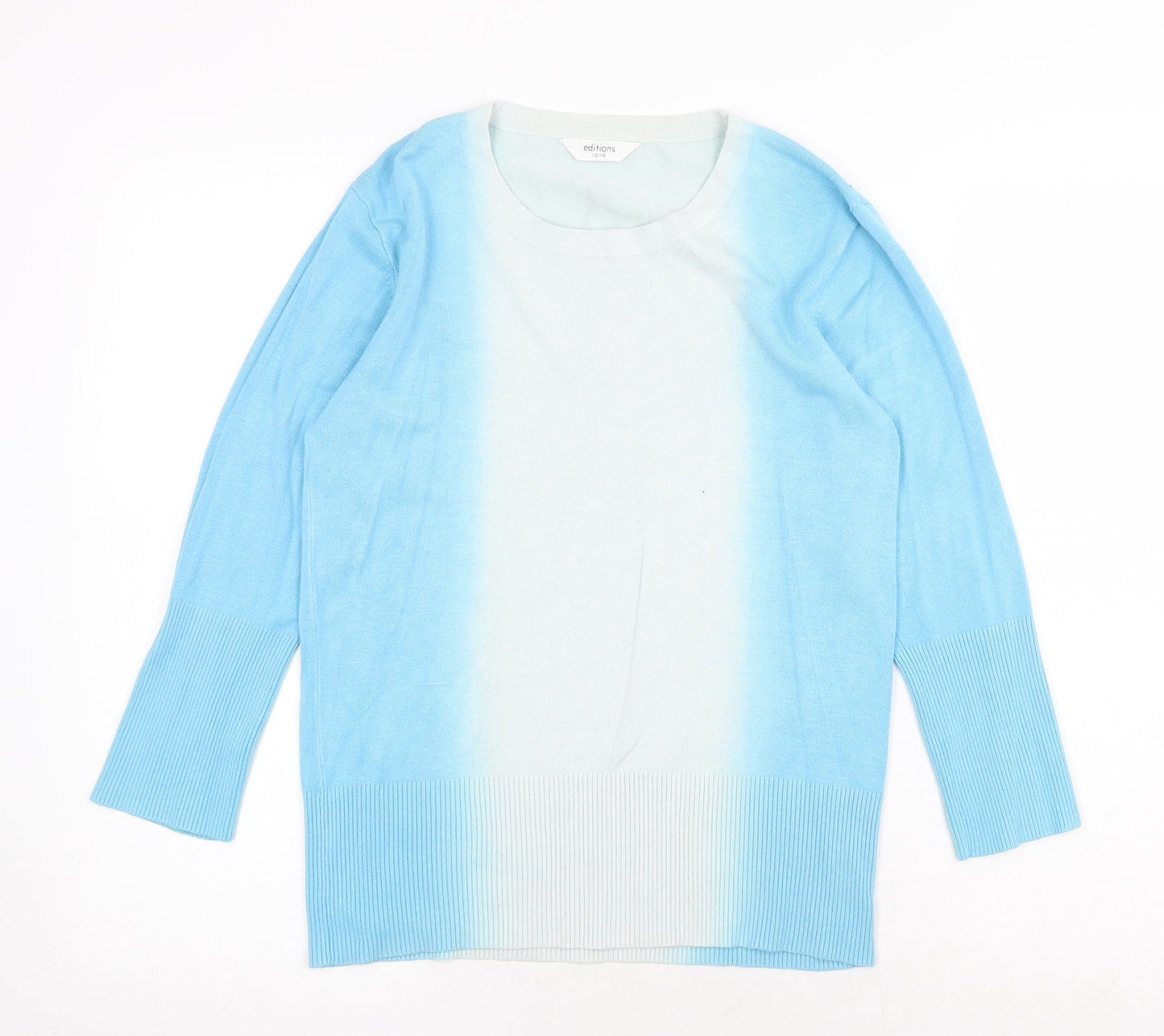 Editions Womens Blue Round Neck Viscose Pullover Jumper Size 12