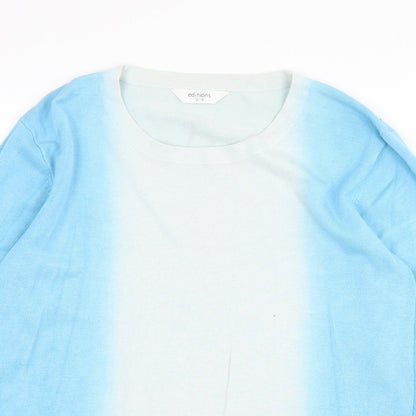 Editions Womens Blue Round Neck Viscose Pullover Jumper Size 12