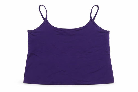 AMARANTO Womens Purple Nylon Cropped Tank Size L Round Neck