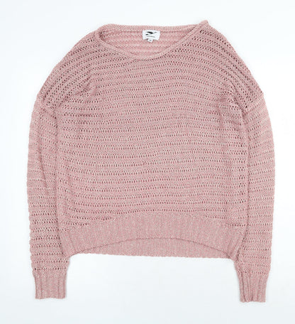 Y London Womens Pink Round Neck Acrylic Pullover Jumper Size M