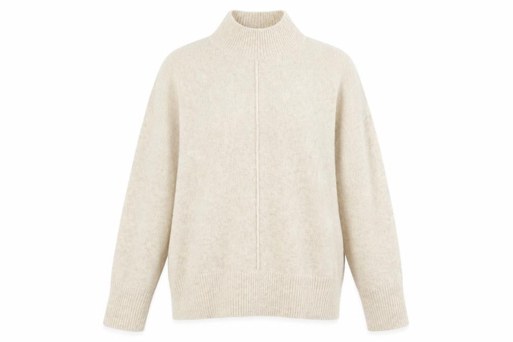 Garfield & Marks Womens Beige High Neck Acrylic Pullover Jumper Size M