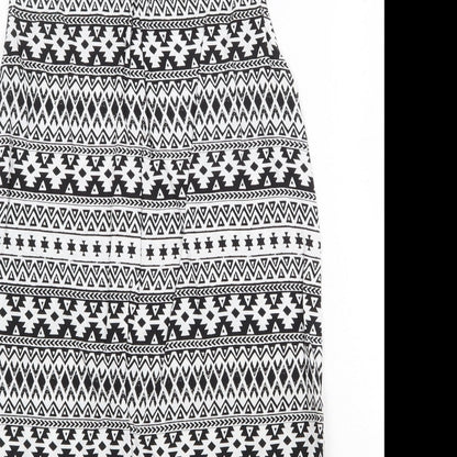 H&M Womens White Geometric Polyester Tunic Tank Size 8 Collared