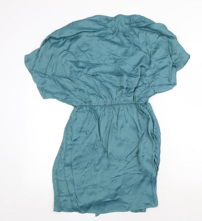 Zara Womens Green Viscose A-Line Size S V-Neck Pullover