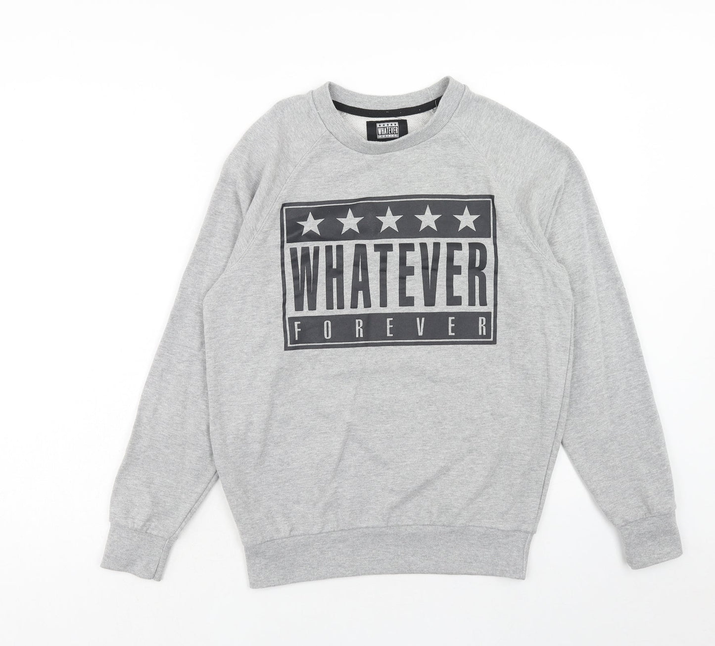 Whatever Forever Womens Grey Cotton Pullover Sweatshirt Size S Pullover