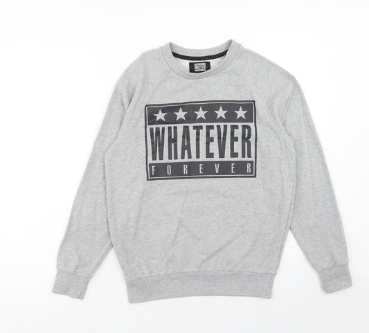 Whatever Forever Womens Grey Cotton Pullover Sweatshirt Size S Pullover
