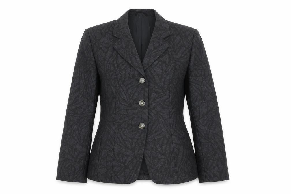 Huckle Womens Grey Geometric Jacket Blazer Size 10 Button