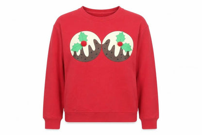 Atmosphere Womens Red Cotton Pullover Sweatshirt Size 6 Pullover - Christmas Pudding