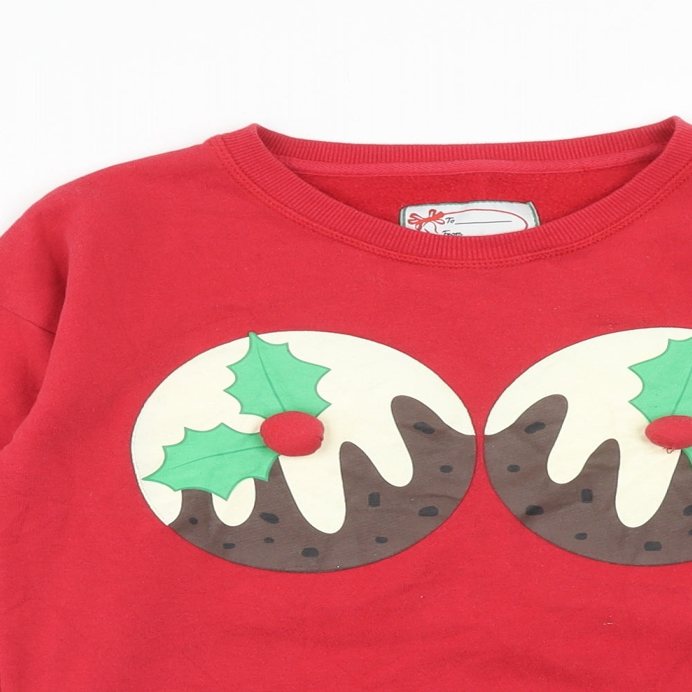 Atmosphere Womens Red Cotton Pullover Sweatshirt Size 6 Pullover - Christmas Pudding