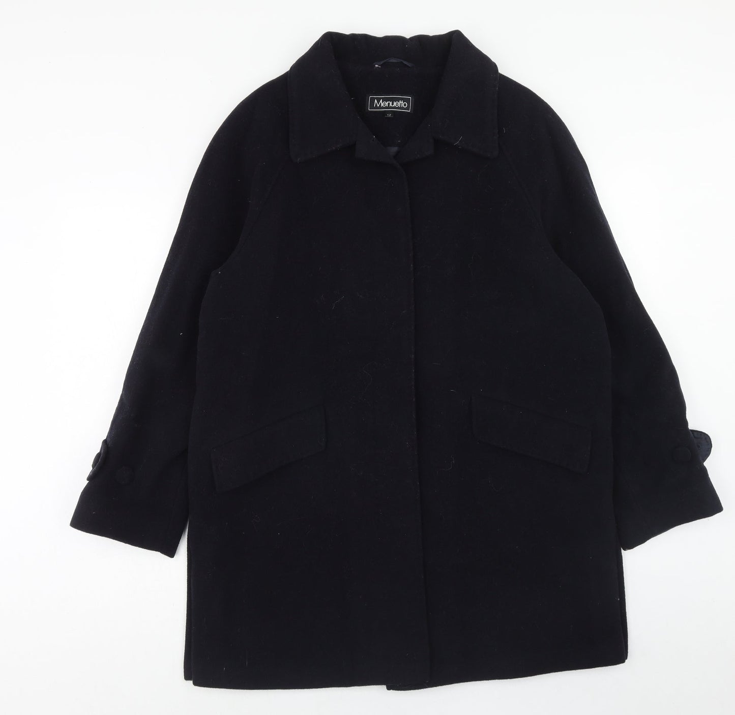 menuetto Womens Blue Overcoat Coat Size 12 Button