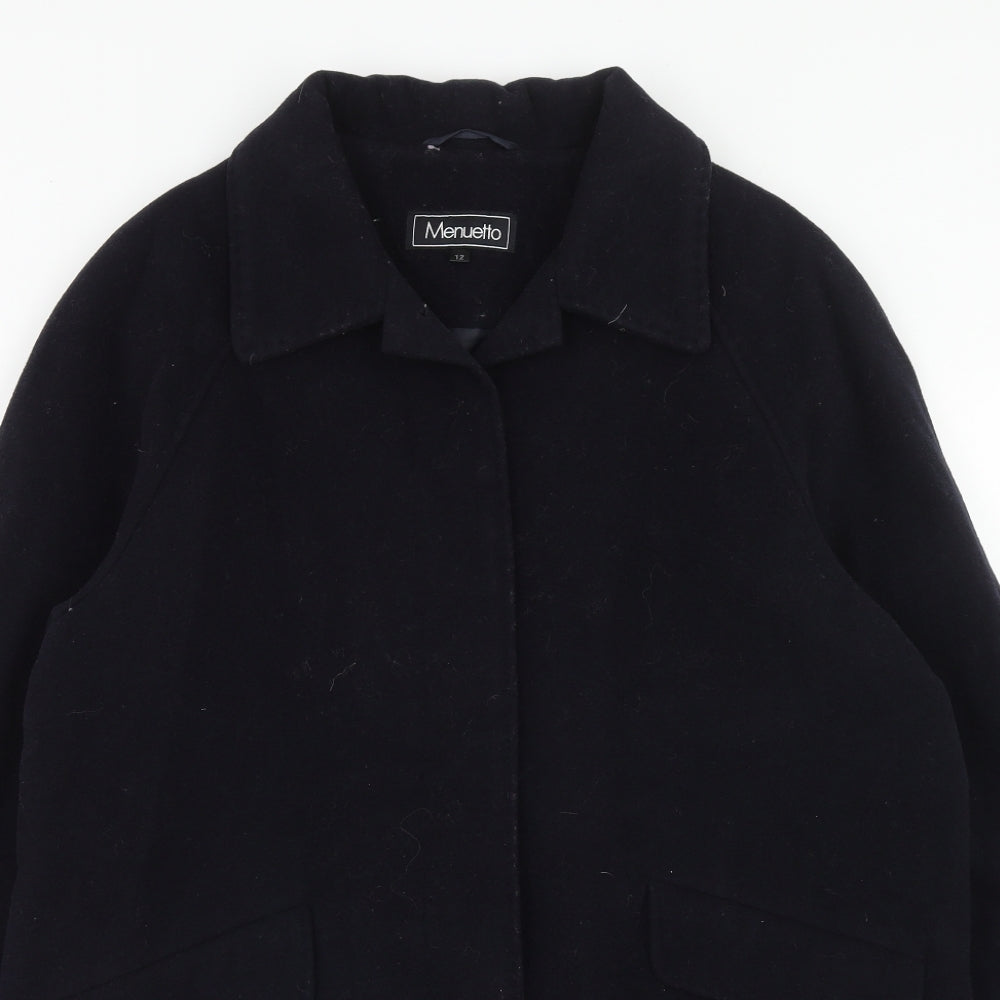 menuetto Womens Blue Overcoat Coat Size 12 Button