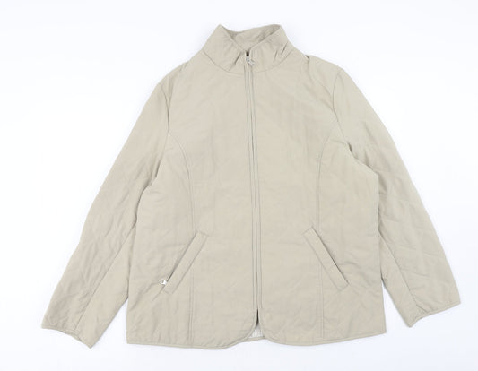 Deanes Womens Beige Jacket Coat Size 16 Zip