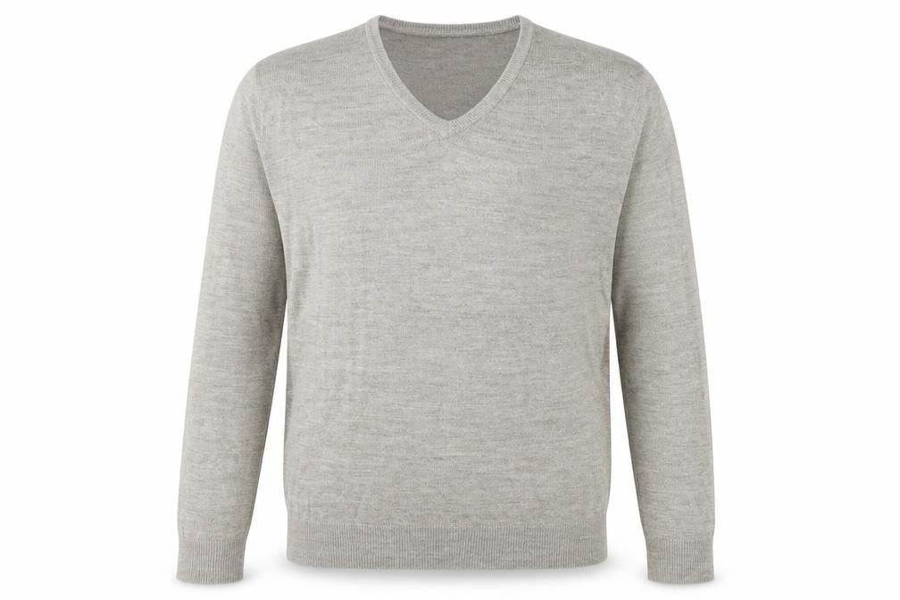 Marks & Spencer Mens Grey V-Neck Acrylic Pullover Jumper Size L Long Sleeve