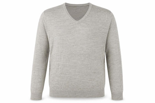 Marks & Spencer Mens Grey V-Neck Acrylic Pullover Jumper Size L Long Sleeve