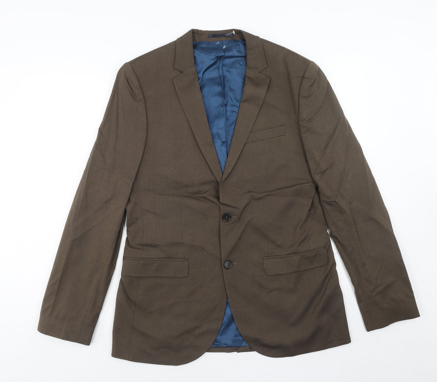 River Island Mens Brown Viscose Jacket Suit Jacket Size 40 Regular
