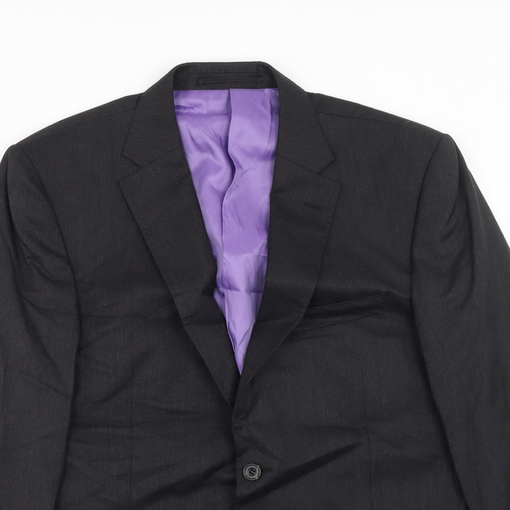 Marks and Spencer Mens Grey Wool Tuxedo Suit Jacket Size 40 Regular