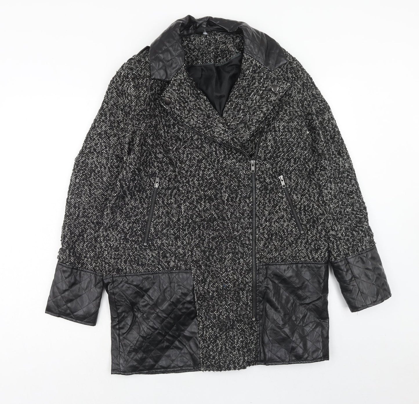 Atmosphere Womens Black Overcoat Coat Size 12 Zip