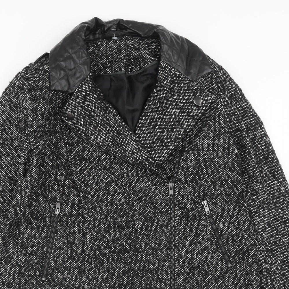 Atmosphere Womens Black Overcoat Coat Size 12 Zip