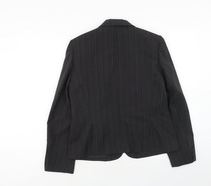 Evie Womens Grey Striped Jacket Blazer Size 16 Button