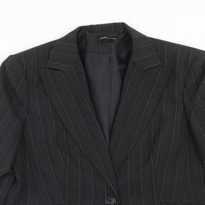 Evie Womens Grey Striped Jacket Blazer Size 16 Button