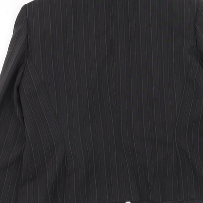 Evie Womens Grey Striped Jacket Blazer Size 16 Button