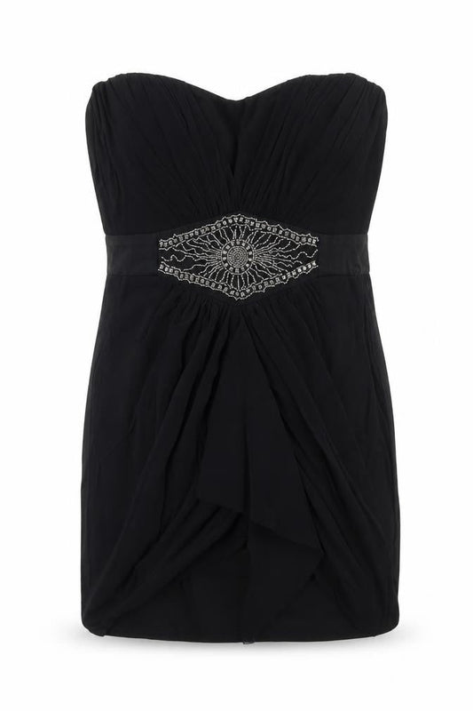 ASOS Womens Black Polyester Mini Size 10 Off the Shoulder Zip