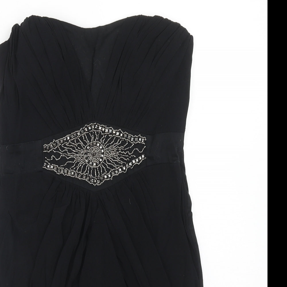 ASOS Womens Black Polyester Mini Size 10 Off the Shoulder Zip