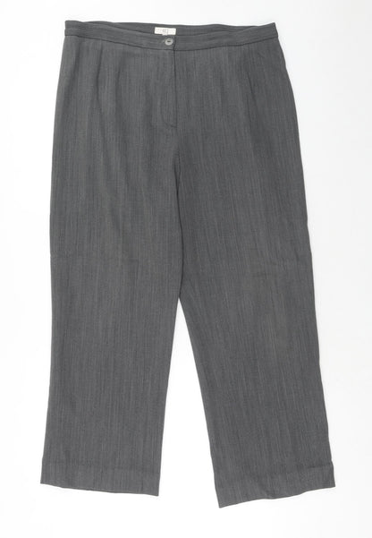 Country Casuals Womens Grey Geometric Polyester Trousers Size 16 Regular Zip