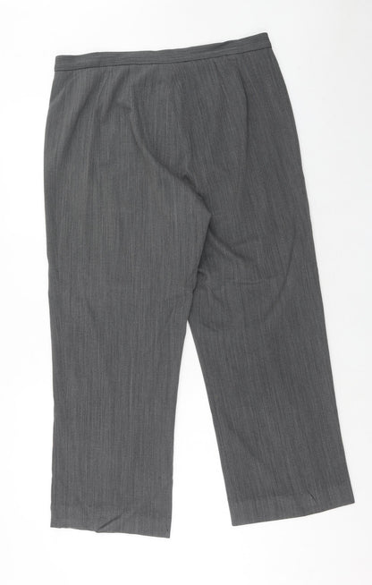 Country Casuals Womens Grey Geometric Polyester Trousers Size 16 Regular Zip