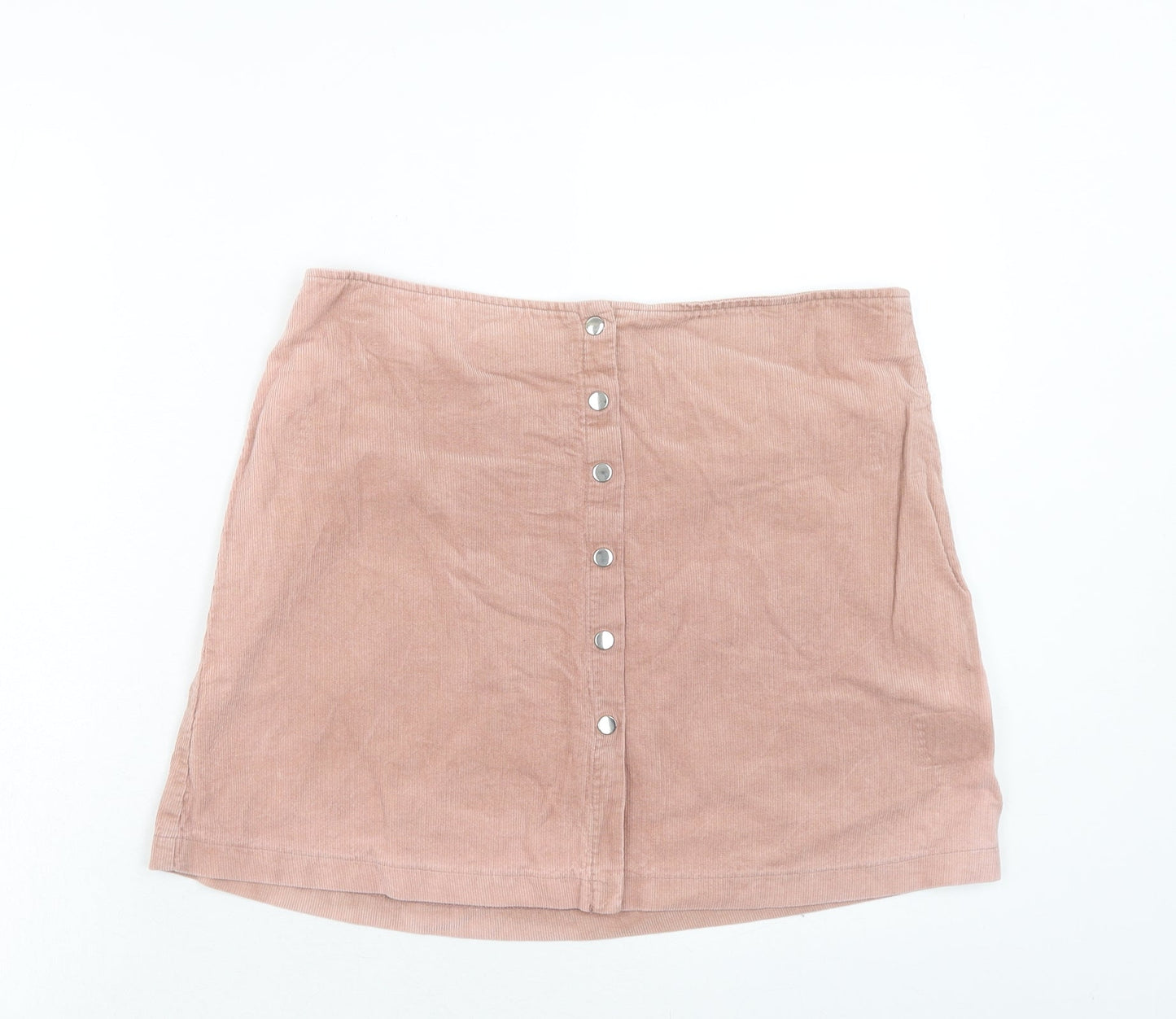 Select Womens Pink Cotton Mini Skirt Size 10 Button