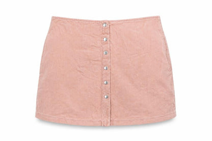 Select Womens Pink Cotton Mini Skirt Size 10 Button