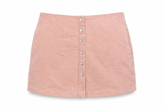 Select Womens Pink Cotton Mini Skirt Size 10 Button