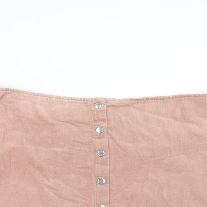 Select Womens Pink Cotton Mini Skirt Size 10 Button