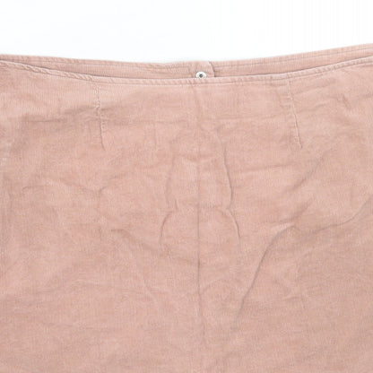 Select Womens Pink Cotton Mini Skirt Size 10 Button