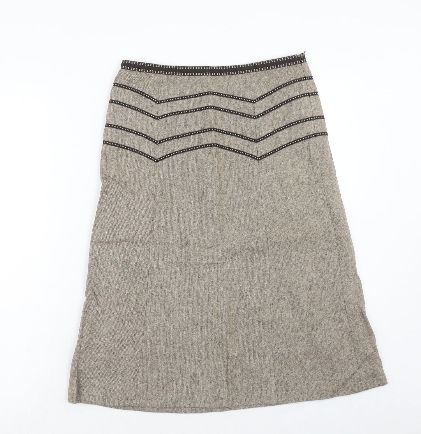 Oasis Womens Brown Viscose A-Line Skirt Size 8 Zip