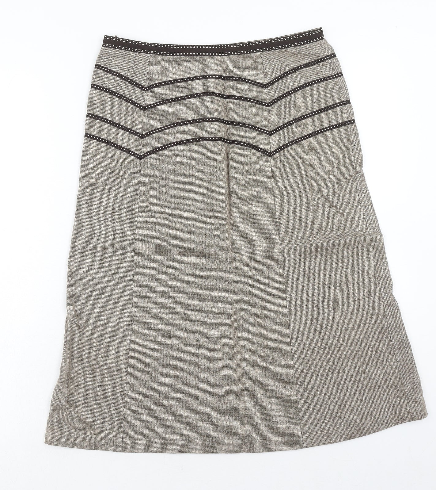 Oasis Womens Brown Viscose A-Line Skirt Size 8 Zip