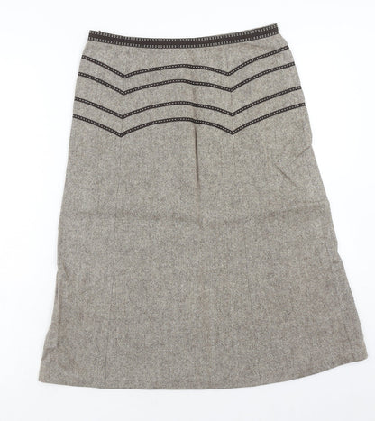 Oasis Womens Brown Viscose A-Line Skirt Size 8 Zip