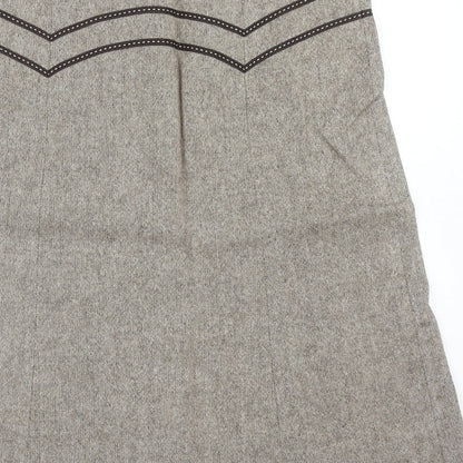 Oasis Womens Brown Viscose A-Line Skirt Size 8 Zip