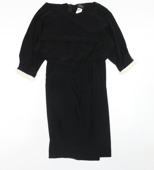 phillip montello Womens Black Polyester A-Line Size 8 Round Neck Zip
