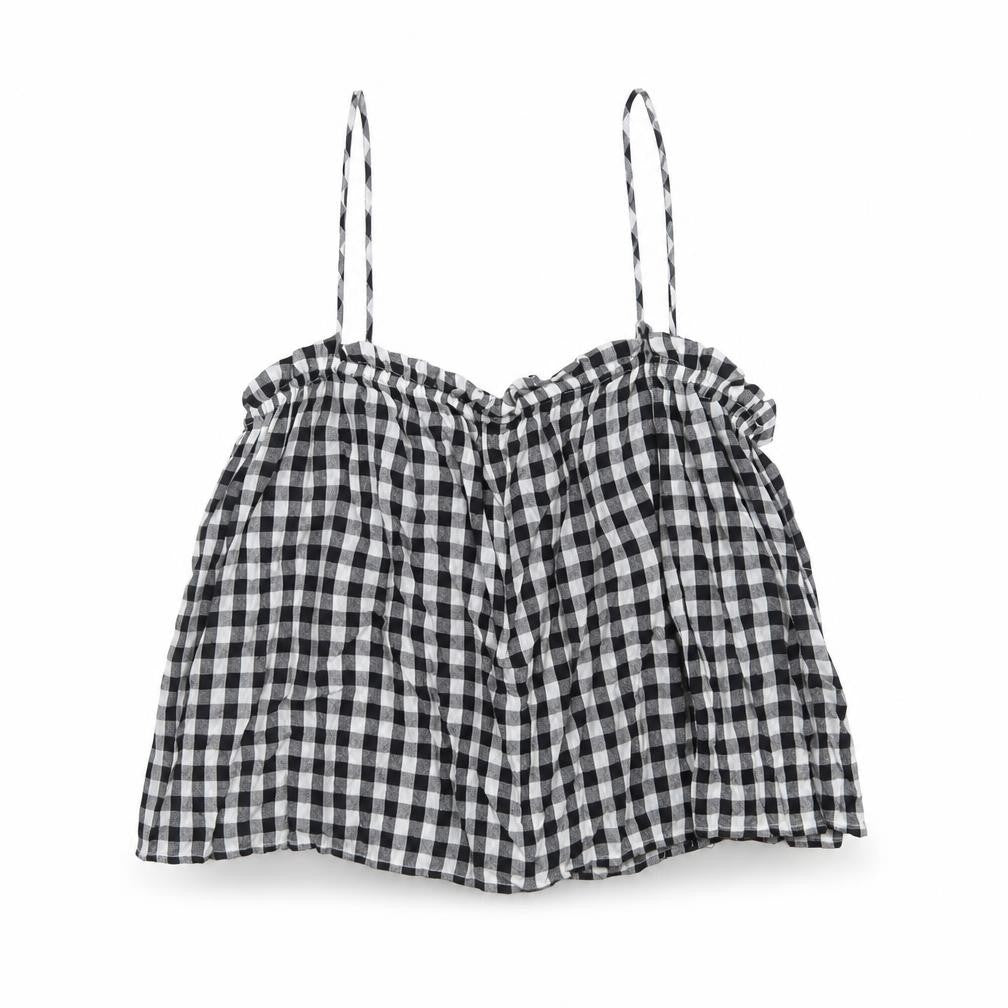 Pins and Needles Womens Black Geometric Cotton Basic Tank Size L Square Neck