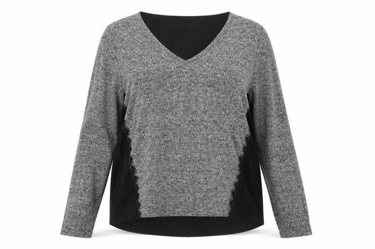 George Womens Grey V-Neck Nylon Pullover Jumper Size 16