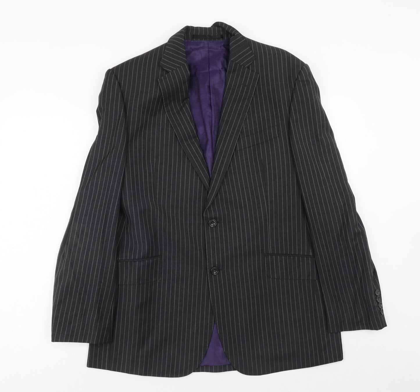 Impressions Mens Black Striped Wool Jacket Suit Jacket Size 40 Regular