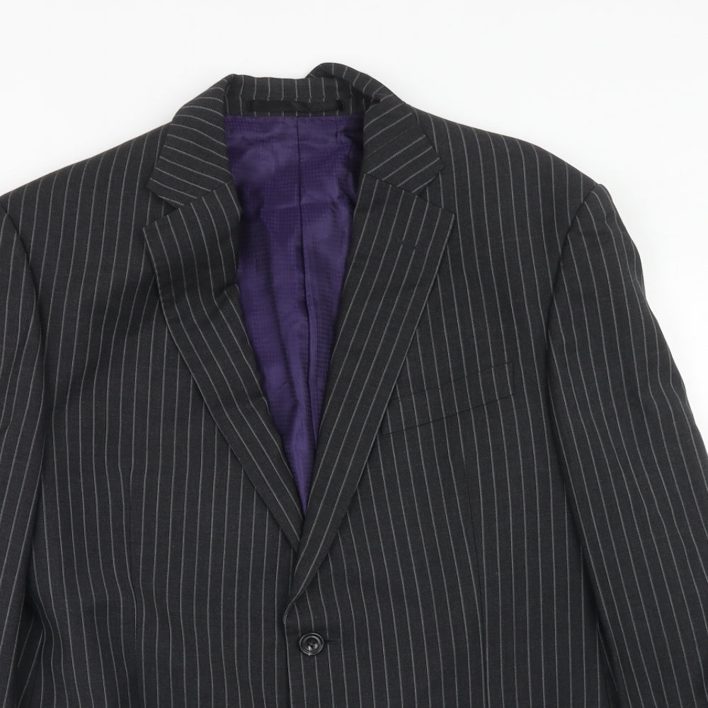 Impressions Mens Black Striped Wool Jacket Suit Jacket Size 40 Regular