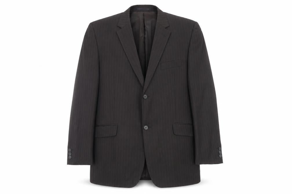 Burton Mens Brown Striped Polyester Jacket Suit Jacket Size 44 Regular